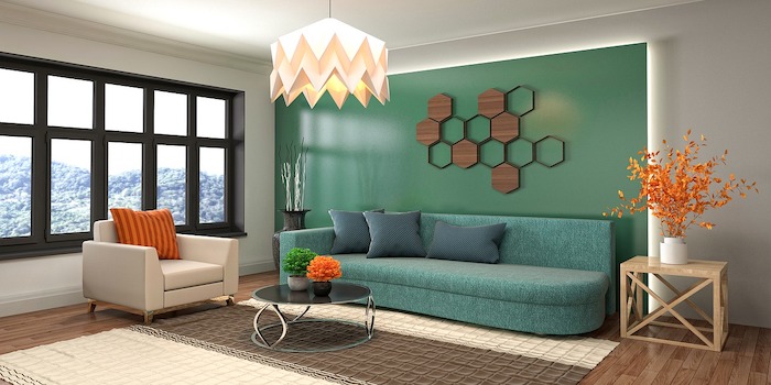 Free living room interior design 3d rendered illustration