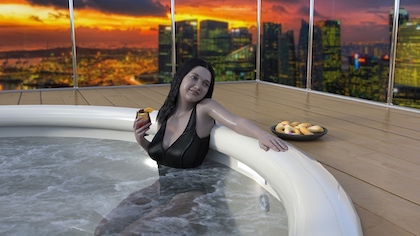 Free hot tub high rise upper class illustration