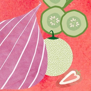 Free onion lychees cucumber illustration