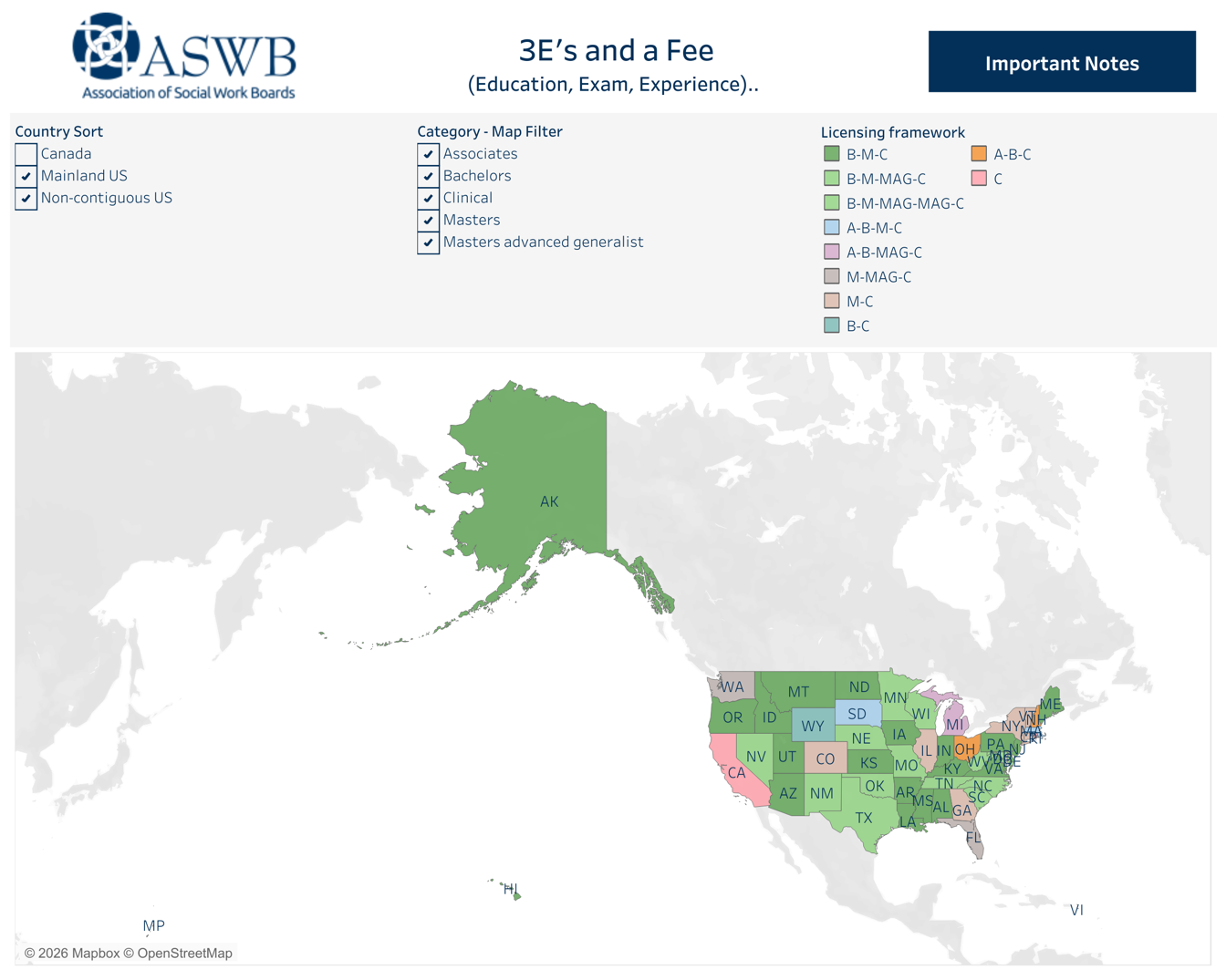 A map of the united states