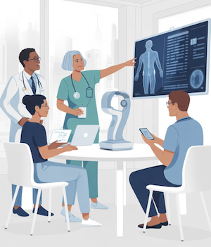 doctors going over results with patient