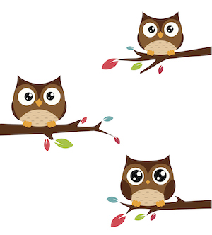 Family of owls sat on a tree branch Vector Illustration of Family of owls sat on a tree branch Owl stock vector