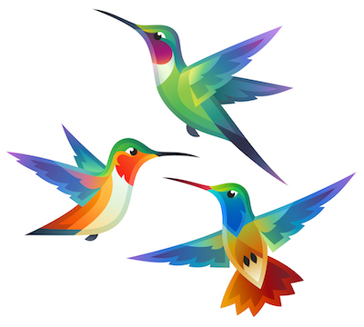 Stylized Birds - Hummingbird Stylized Hummingbirds in flight Hummingbird stock vector