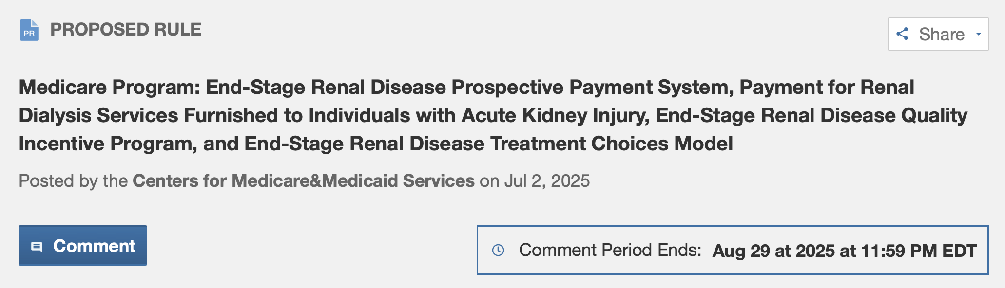 Instructional image showing how to comment on proposed rule