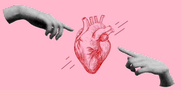 Modern collage with human heart and hands World heart day. Sketch style human heart. Retro halftone hands reaching out to each other. Modern collage. Valentines day banner. Healthcare medical concept. Healthy lifestyle. Heart - Internal Organ stock vector