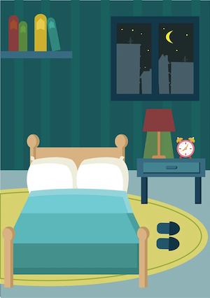 Free bedroom bed table illustration