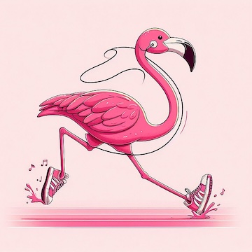 flamingo run shoes illustration