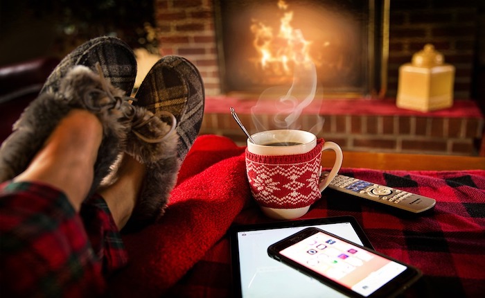 Relaxing, Lounging, Saturday, Cozy, Fireplace, Winter