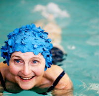 Older woman swimming